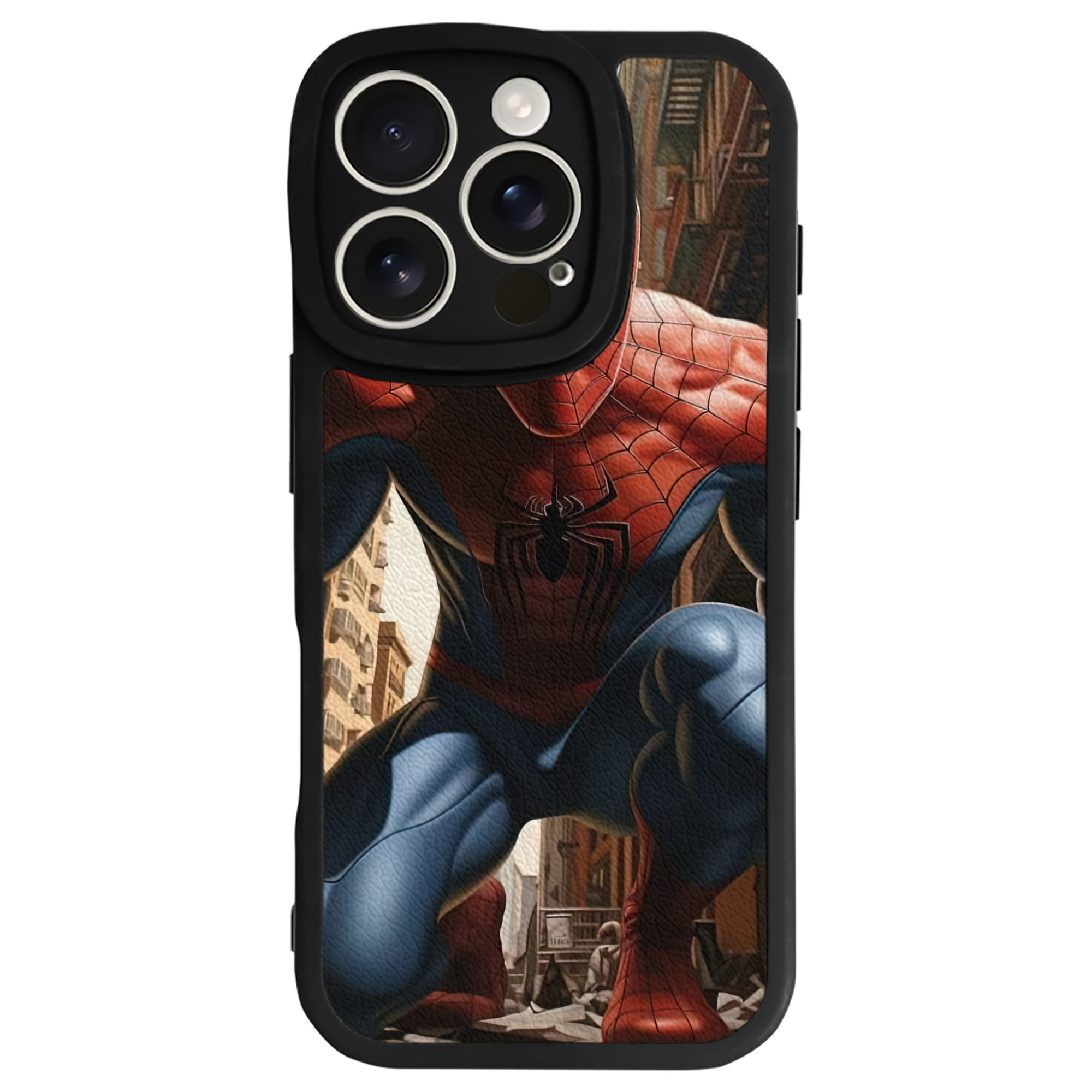 （画像用） Spider Man スパイダーマン 【iPhone 16シリーズ対応】シリコンスマホケース（レザー調） 材質：シリコン